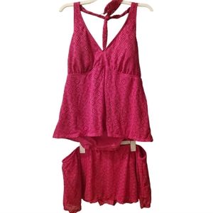 Plus Women's Pink/ fushia/ Maroon Monokini. halter top. Swim bikinis 3X swimwear